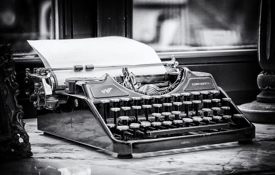 typewriter, tap, keys, paper, clamping, vintage, retro, old, HD wallpaper