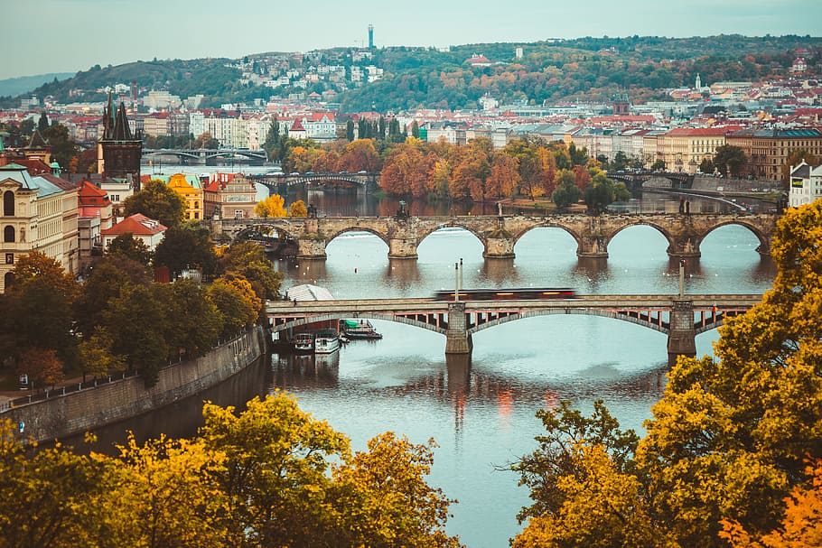 Autumn Colors in Prague, Czechia, architecture, bridge, capital city, HD wallpaper